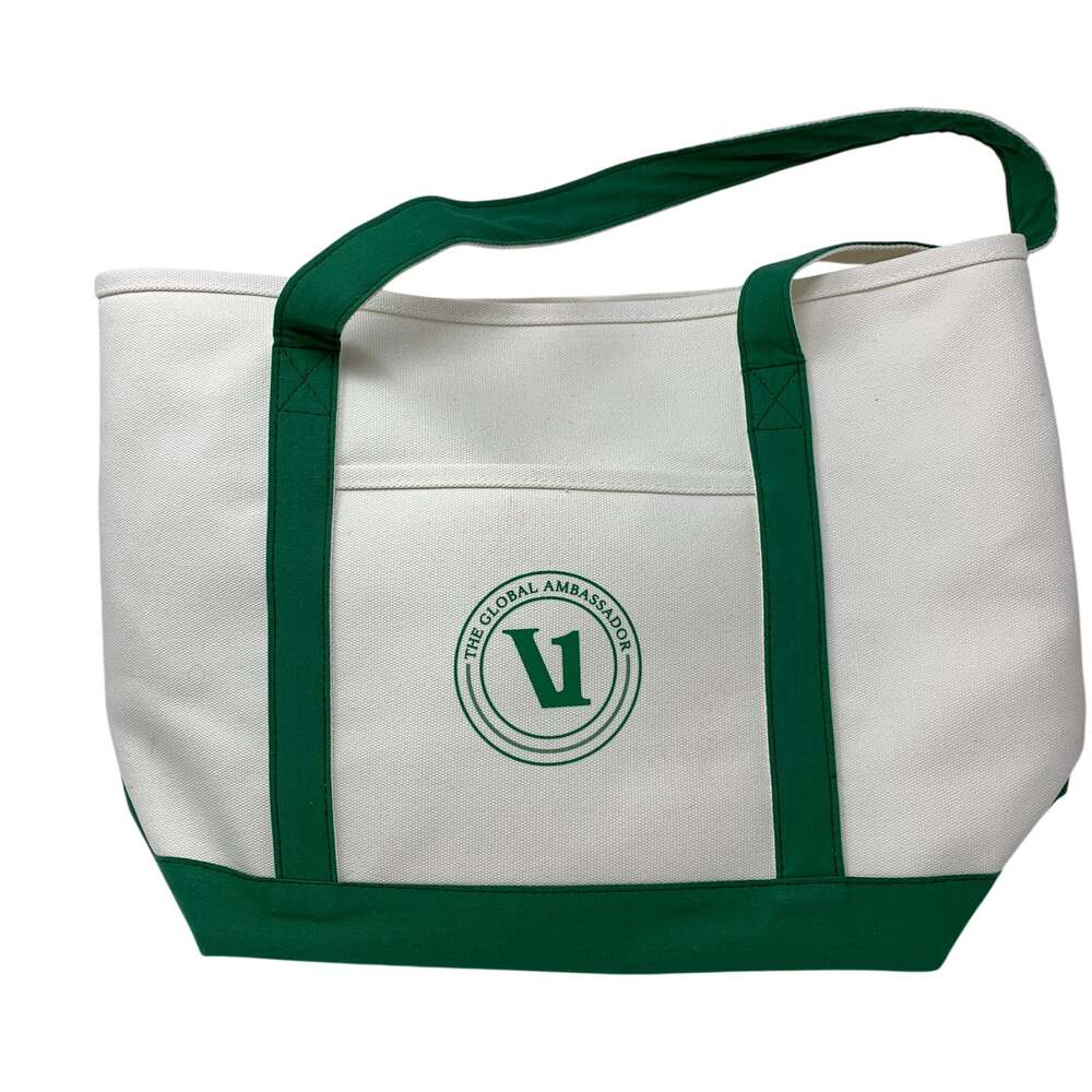 The Global Ambassador Tote Bag Unisex Cream Green Canvas Style Logo Shopper